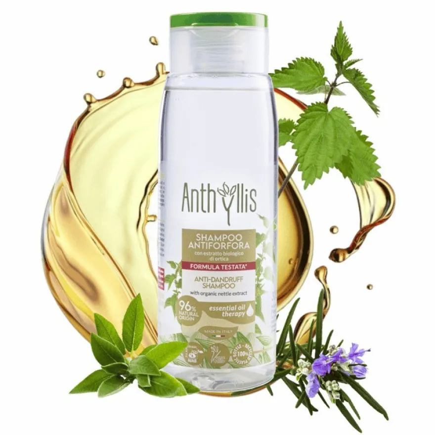 ANTHYLLIS SHAMPOO ANTIFORFORA – delikatny certyfikowany szampon przeciwłupieżowy z piroktonem olaminy, pokrzywą i szałwią 300 ml