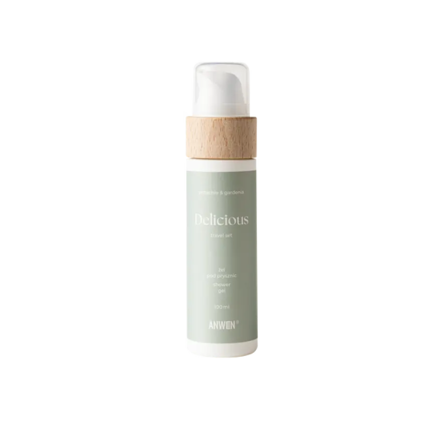 Anwen Delicious Travel Set – nawilżający żel pod prysznic Pistachio & Gardenia 100 ml