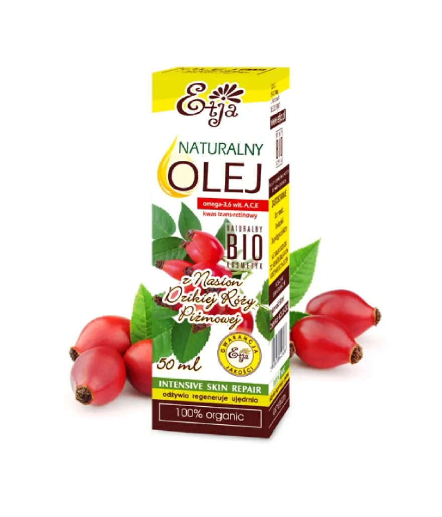 ETJA OLEJ Z NASION DZIKIEJ RÓŻY BIO – zimnotłoczony, do włosów wysokoporowatych 50 ml