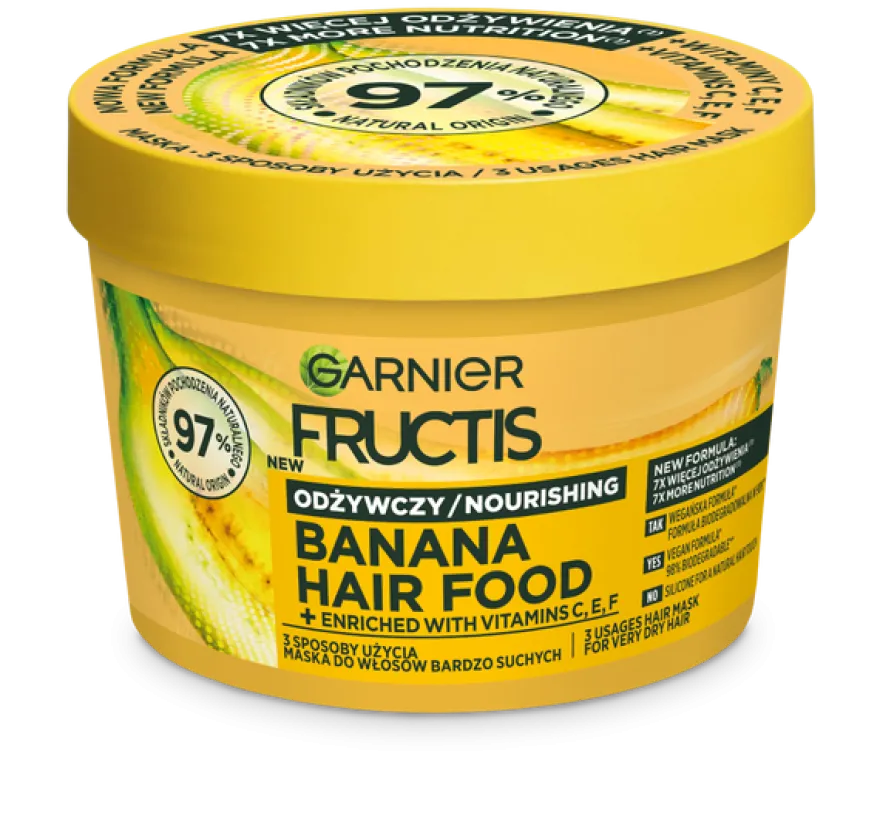 GARNIER FRUCTIS HAIR FOOD BANANA – nawilżająca maska z gliceryną i masłem shea