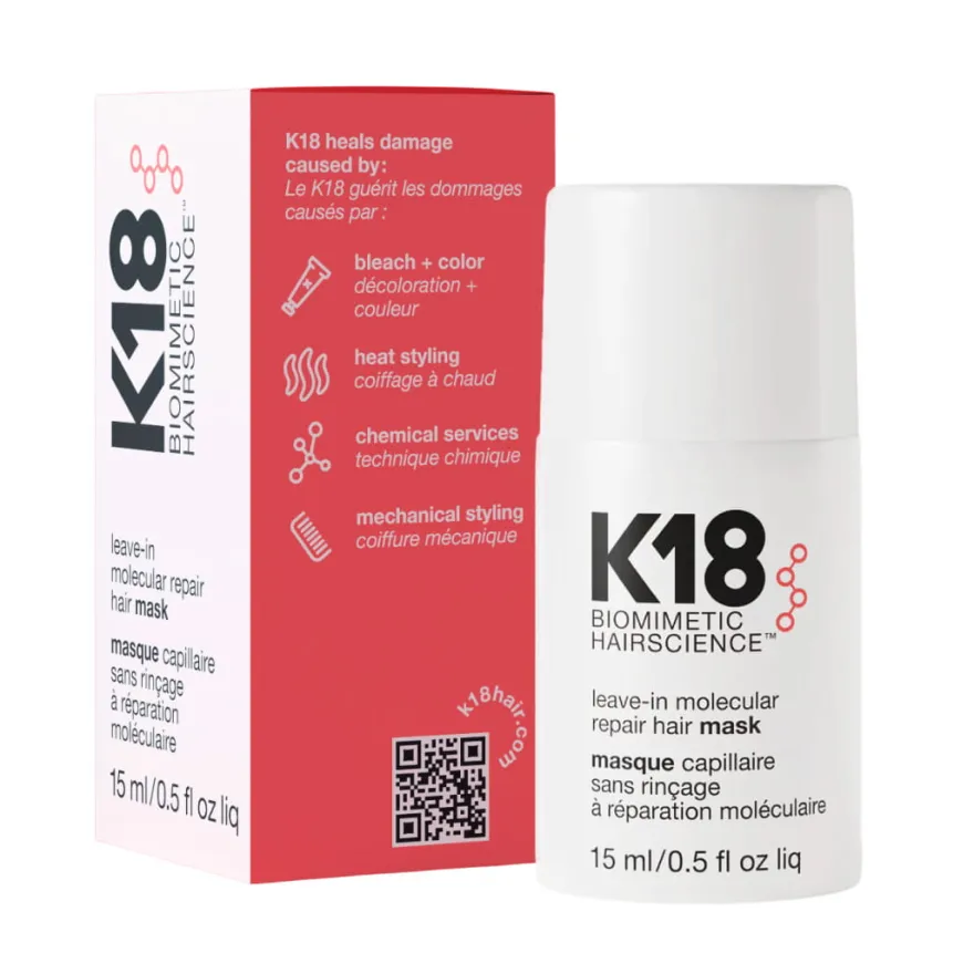 K18 molekularna maska regenerująca do włosów bez spłukiwania, 15 ml