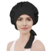 LOCZEK JEDWABNY BONNET (CZEPEK) “CZARNA ORCHIDEA” – delikatne zabezpieczenie włosów, kolor czarny