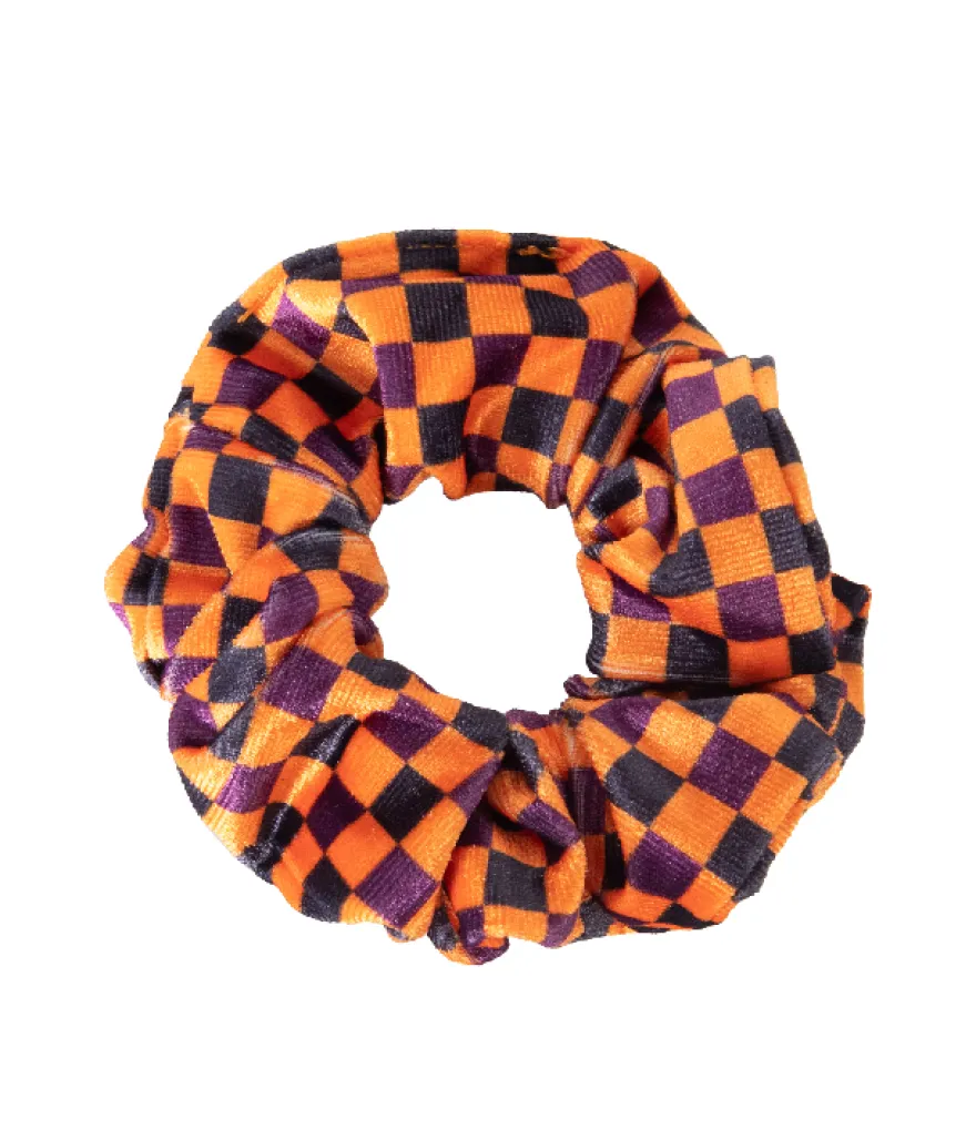 LOCZEK SCRUNCHIE WELUROWA – pomarańczowe gumki do włosów w różnych wzorach