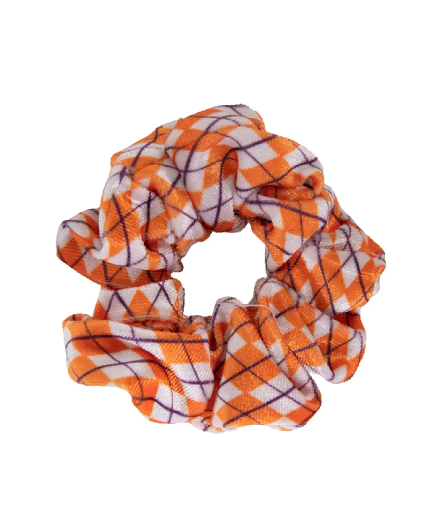 LOCZEK SCRUNCHIE WELUROWA – pomarańczowe gumki do włosów w różnych wzorach