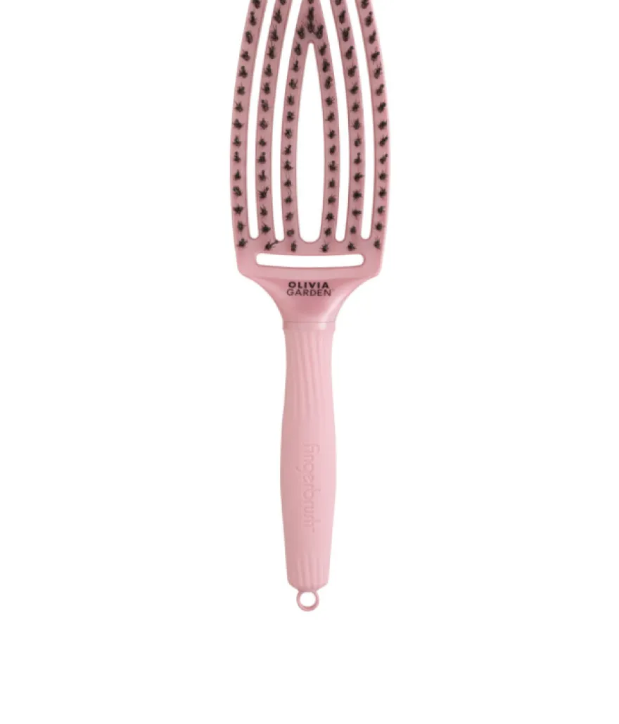 OLIVIA GARDEN FINGER BRUSH COMBO M PEARL PINK – średnia szczotka do rozczesywania i masażu z włosiem dzika