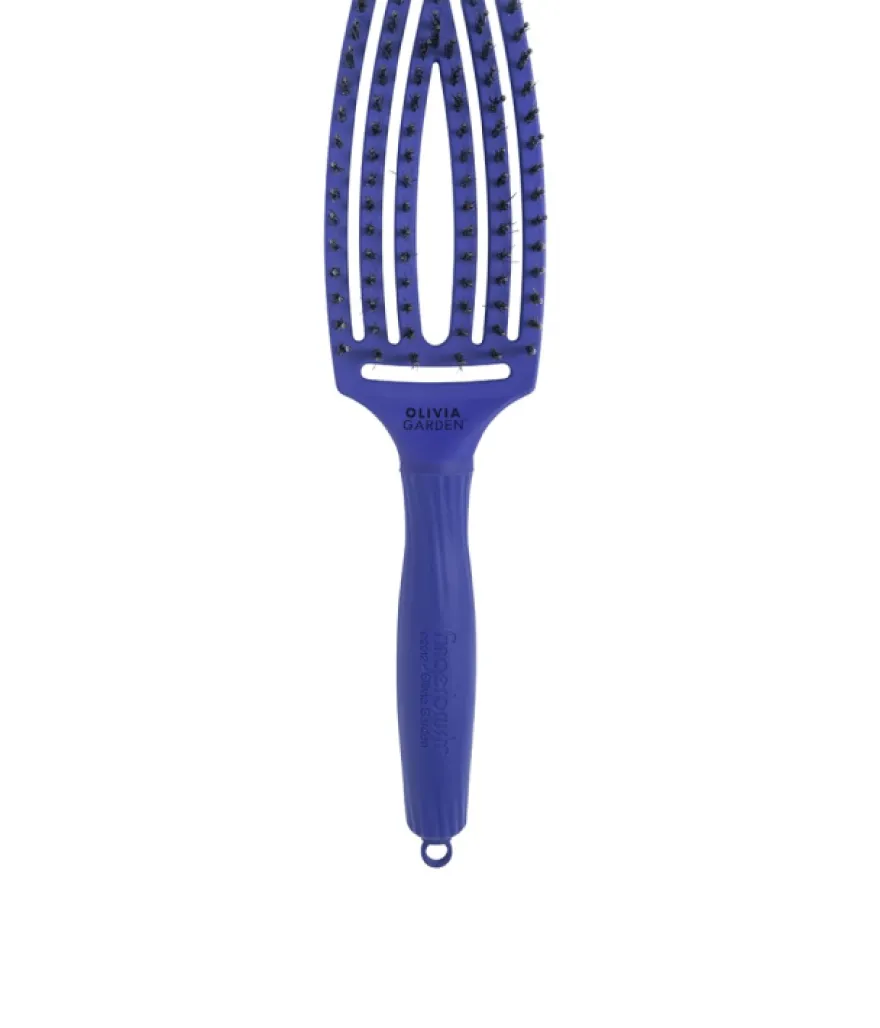 OLIVIA GARDEN FINGER BRUSH COMBO M tropical blue – średnia szczotka do rozczesywania i masażu z włosiem dzika w kolorze granatowym