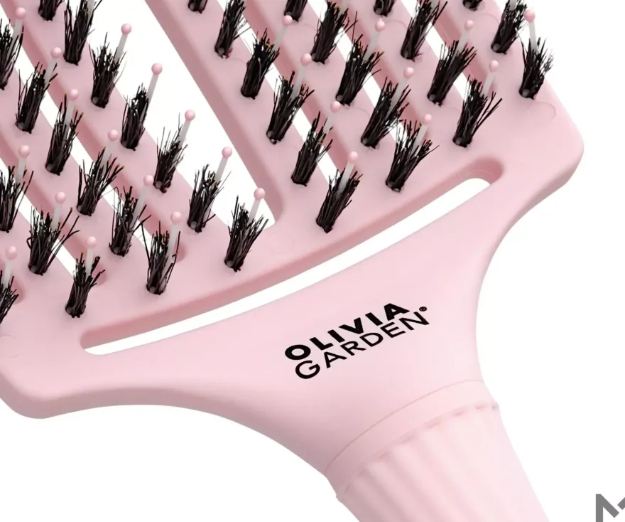 OLIVIA GARDEN FINGER BRUSH COMBO L z włosiem dzika- duża szczotka do rozczesywania i masażu PASTEL PINK