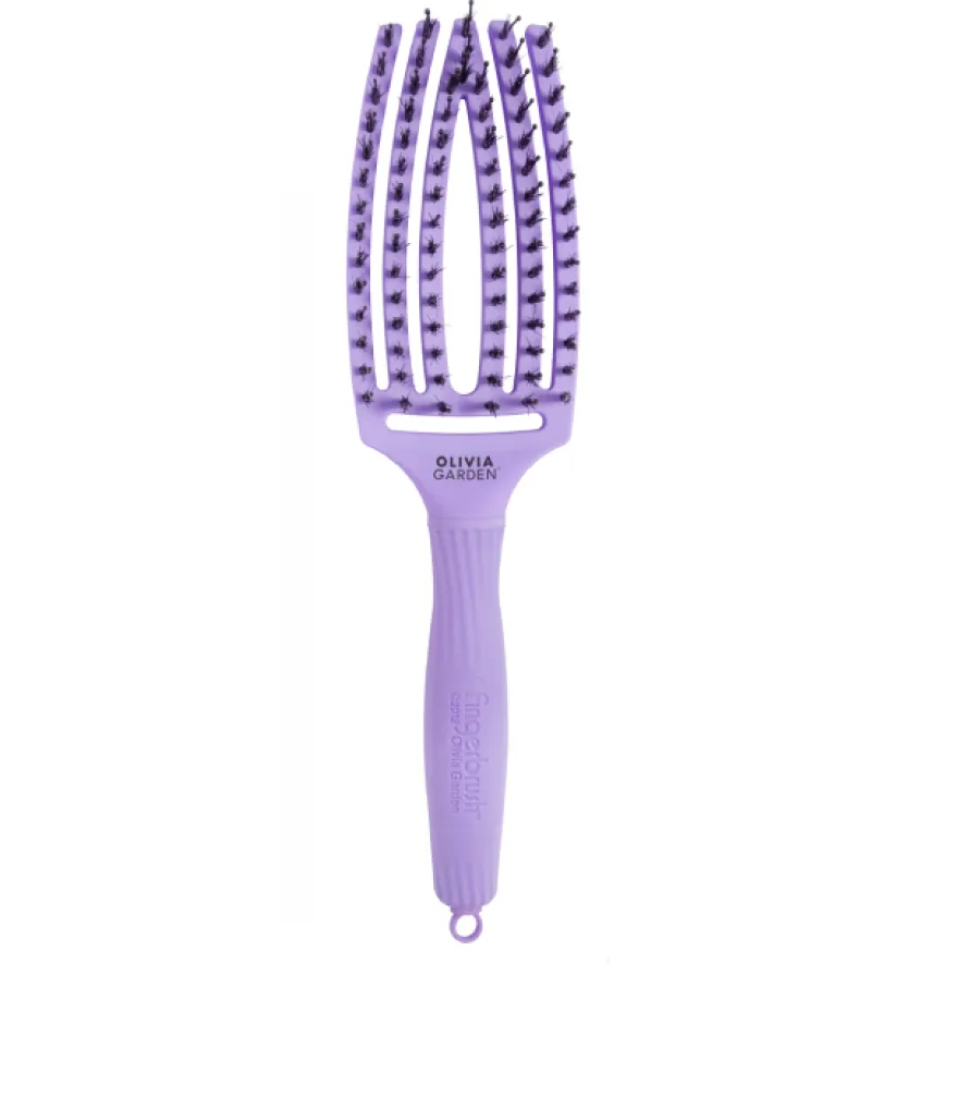 OLIVIA GARDEN FINGER BRUSH COMBO M lawendowa – średnia szczotka do rozczesywania i masażu z włosiem dzika
