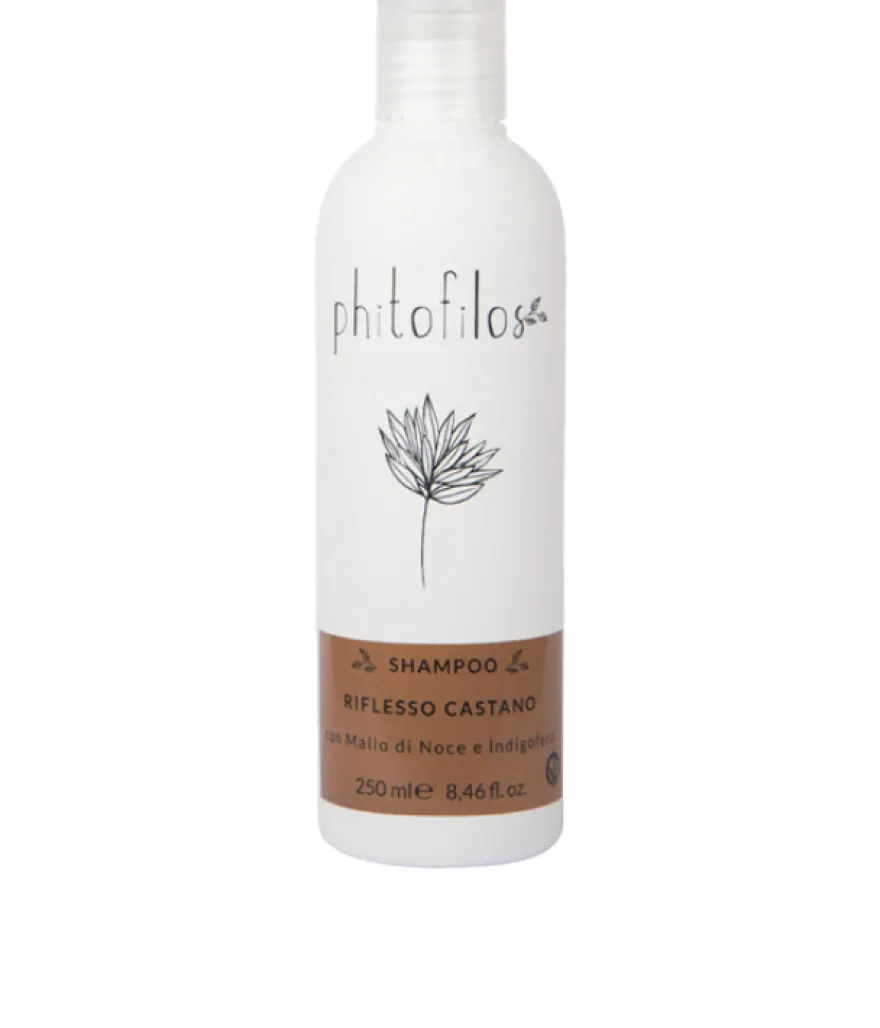 PHITOFILOS SHAMPOO RIFLESSO CASTANO CON MALLO E INDIGOFERA – mocny, oczyszczający szampon do przetłuszczającej się skóry głowy do włosów brązowych z wyciągiem z indygo